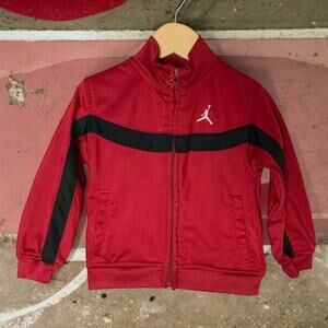 Air Jordan Boy's 2T Red And Black Embroidered Full Zip Track Jacket No Hood